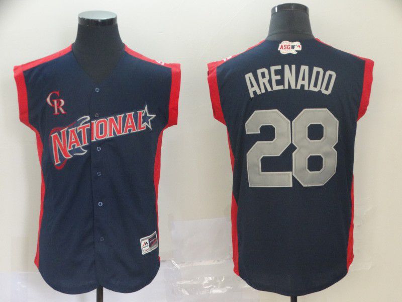Men Colorado Rockies #28 Arenado Navy Blue 2019 All Star MLB Jerseys